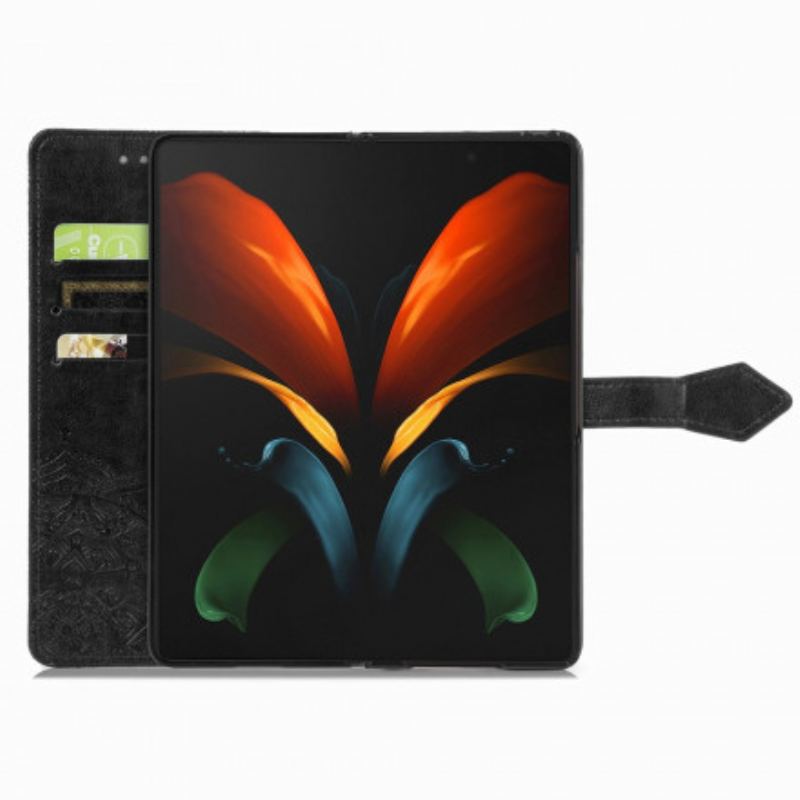 Capa Flip Para Samsung Galaxy Z Fold 3 5G Mandala Idade Média