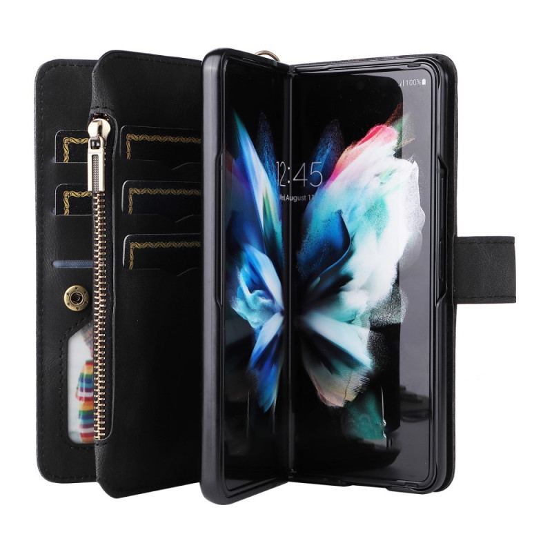 Capa Flip Para Samsung Galaxy Z Fold 3 5G Titular Do Cartão Multifuncional