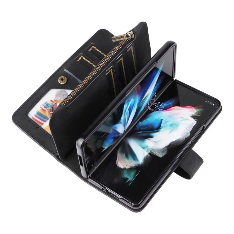 Capa Flip Para Samsung Galaxy Z Fold 3 5G Titular Do Cartão Multifuncional