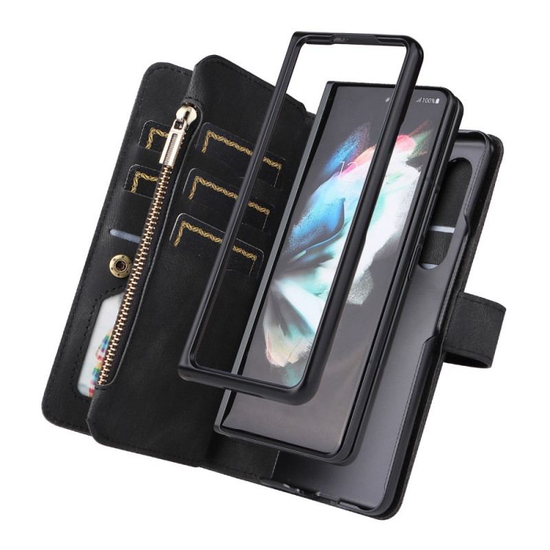 Capa Flip Para Samsung Galaxy Z Fold 3 5G Titular Do Cartão Multifuncional