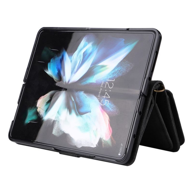 Capa Flip Para Samsung Galaxy Z Fold 3 5G Titular Do Cartão Multifuncional