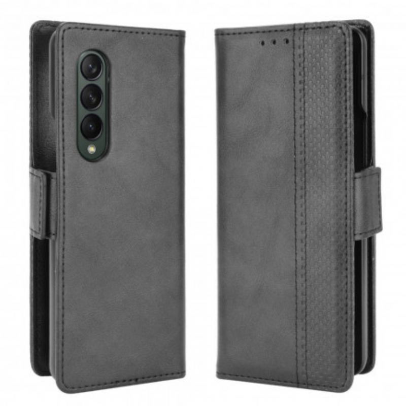 Capa Folio Para Samsung Galaxy Z Fold 3 5G Efeito Couro Estilizado