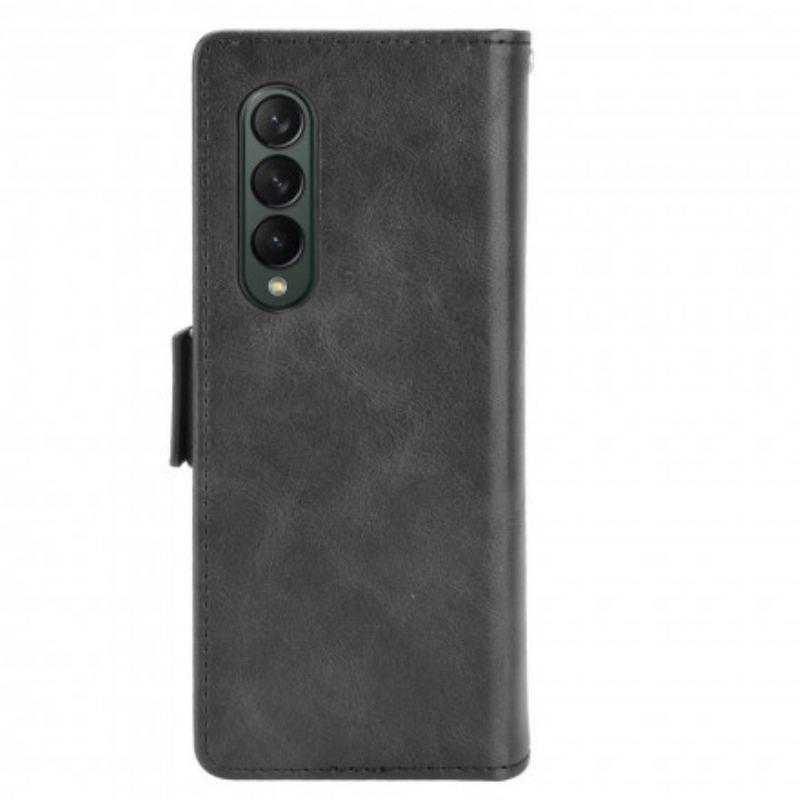 Capa Folio Para Samsung Galaxy Z Fold 3 5G Efeito Couro Estilizado