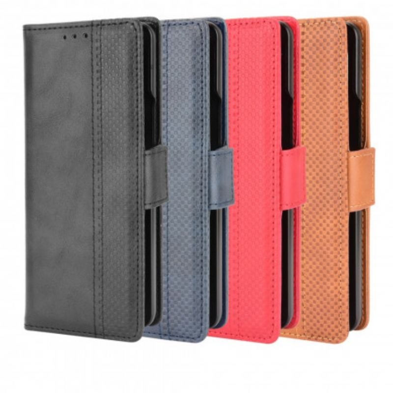 Capa Folio Para Samsung Galaxy Z Fold 3 5G Efeito Couro Estilizado