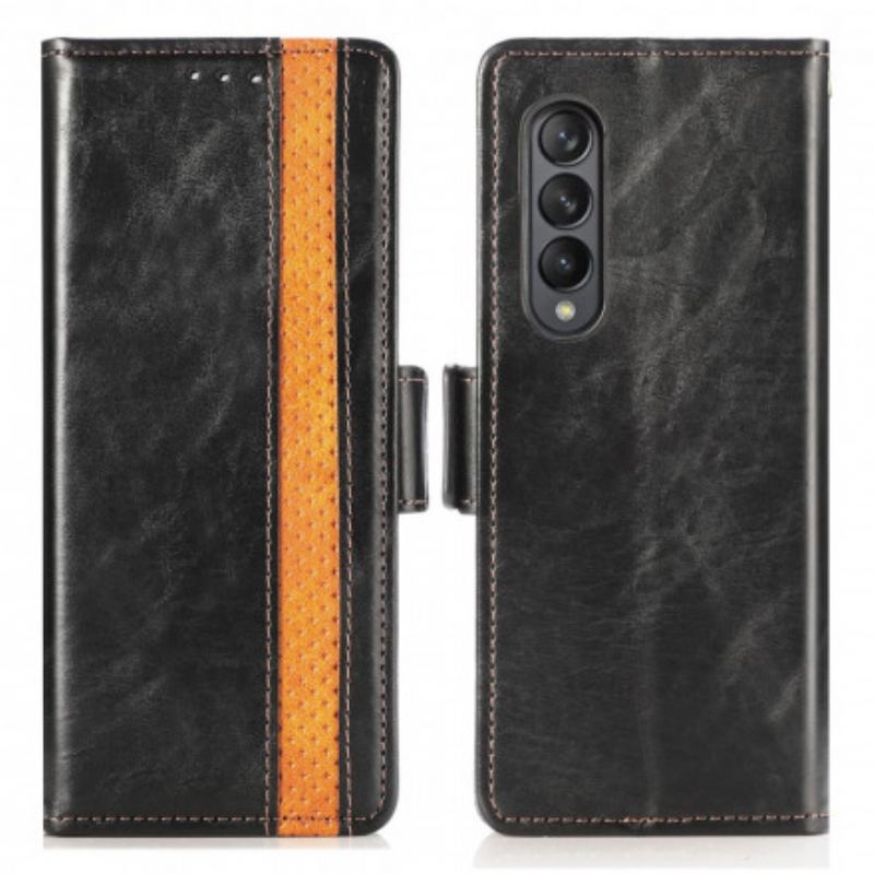 Capa Folio Para Samsung Galaxy Z Fold 3 5G Fecho Duplo Bicolor