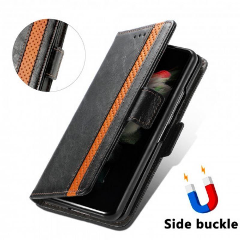 Capa Folio Para Samsung Galaxy Z Fold 3 5G Fecho Duplo Bicolor