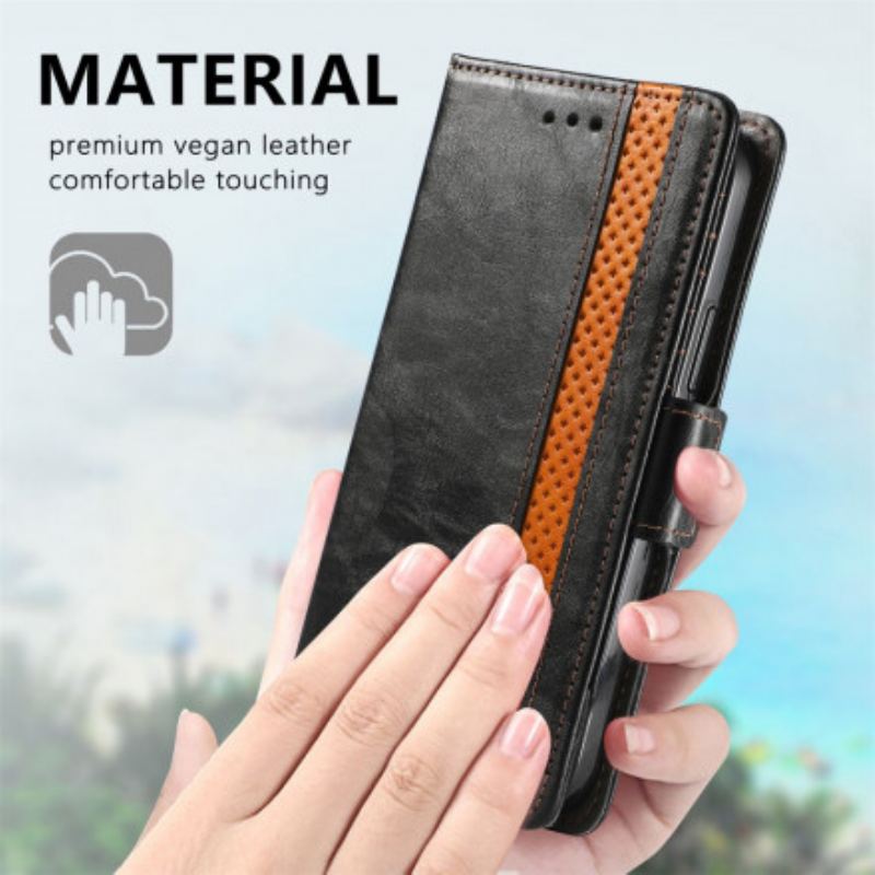 Capa Folio Para Samsung Galaxy Z Fold 3 5G Fecho Duplo Bicolor