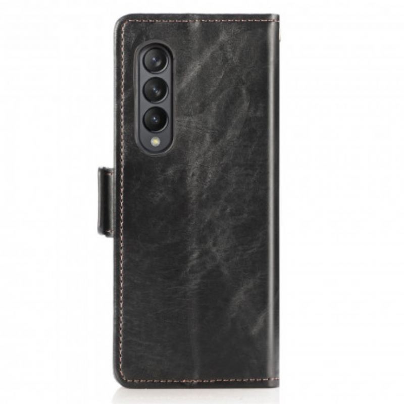 Capa Folio Para Samsung Galaxy Z Fold 3 5G Fecho Duplo Bicolor