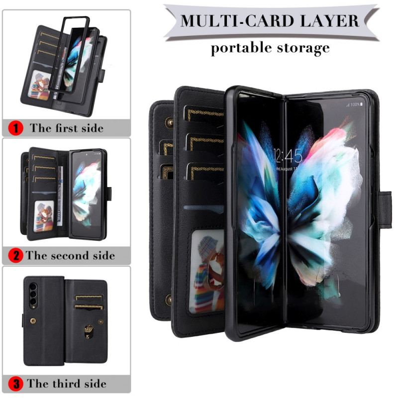 Capa Folio Para Samsung Galaxy Z Fold 3 5G Porta-moedas Empresarial Multifuncional