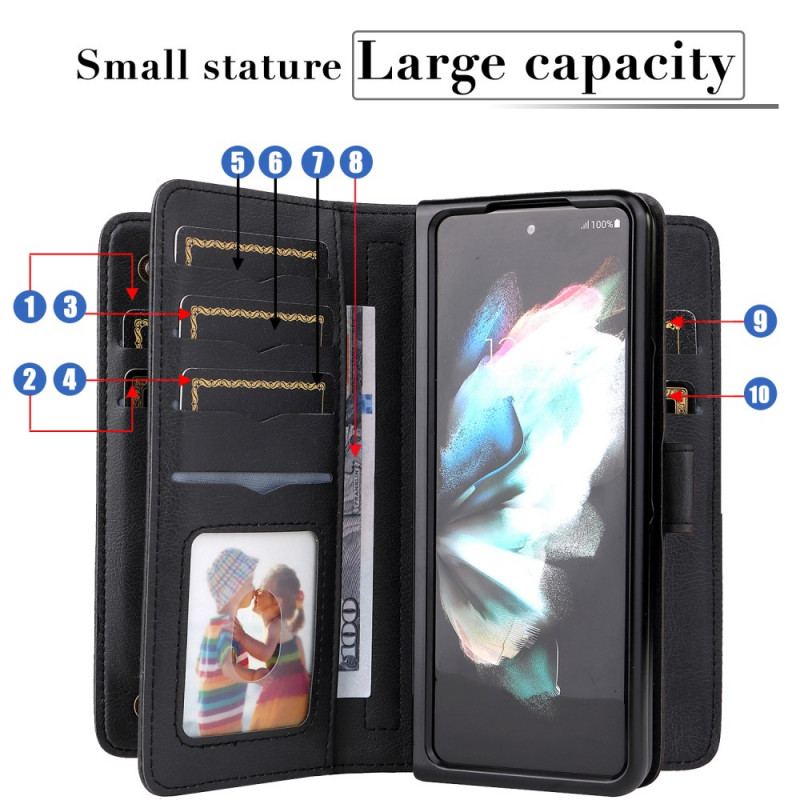 Capa Folio Para Samsung Galaxy Z Fold 3 5G Porta-moedas Empresarial Multifuncional