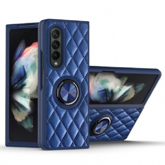 Capa Para Samsung Galaxy Z Fold 3 5G Acolchoado Com Suporte De Anel