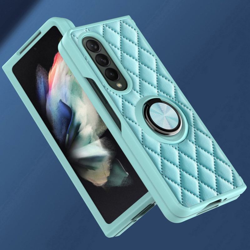 Capa Para Samsung Galaxy Z Fold 3 5G Acolchoado Com Suporte De Anel