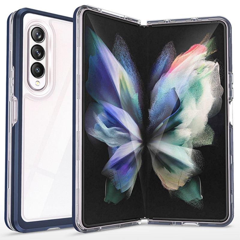 Capa Para Samsung Galaxy Z Fold 3 5G Bordas Coloridas Híbridas Transparentes