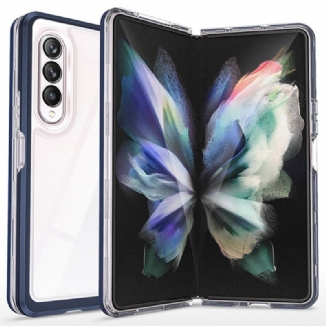 Capa Para Samsung Galaxy Z Fold 3 5G Bordas Coloridas Híbridas Transparentes