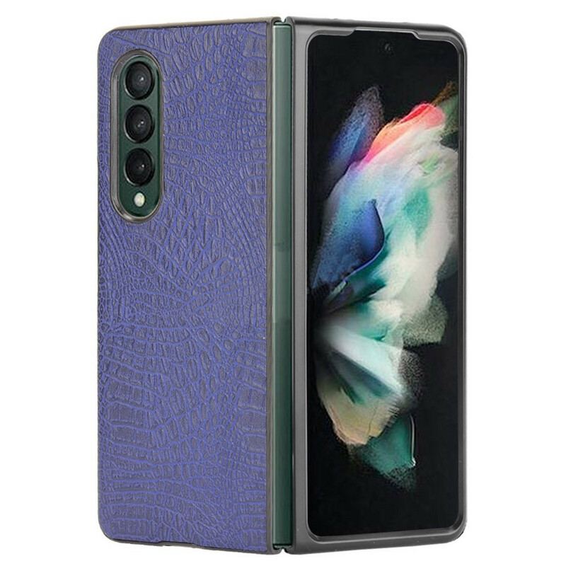 Capa Para Samsung Galaxy Z Fold 3 5G Couro Falso De Crocodilo