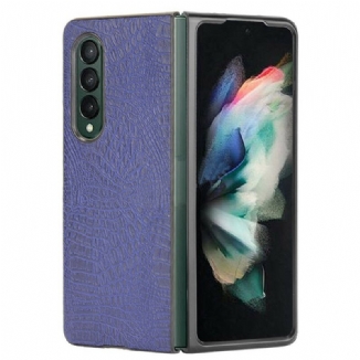 Capa Para Samsung Galaxy Z Fold 3 5G Couro Falso De Crocodilo