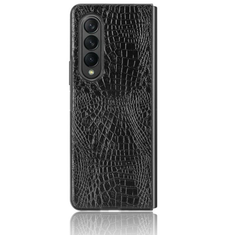 Capa Para Samsung Galaxy Z Fold 3 5G Couro Falso De Crocodilo