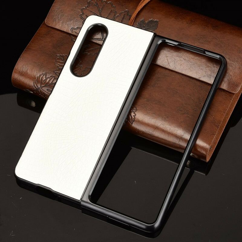 Capa Para Samsung Galaxy Z Fold 3 5G Couro Falso De Crocodilo