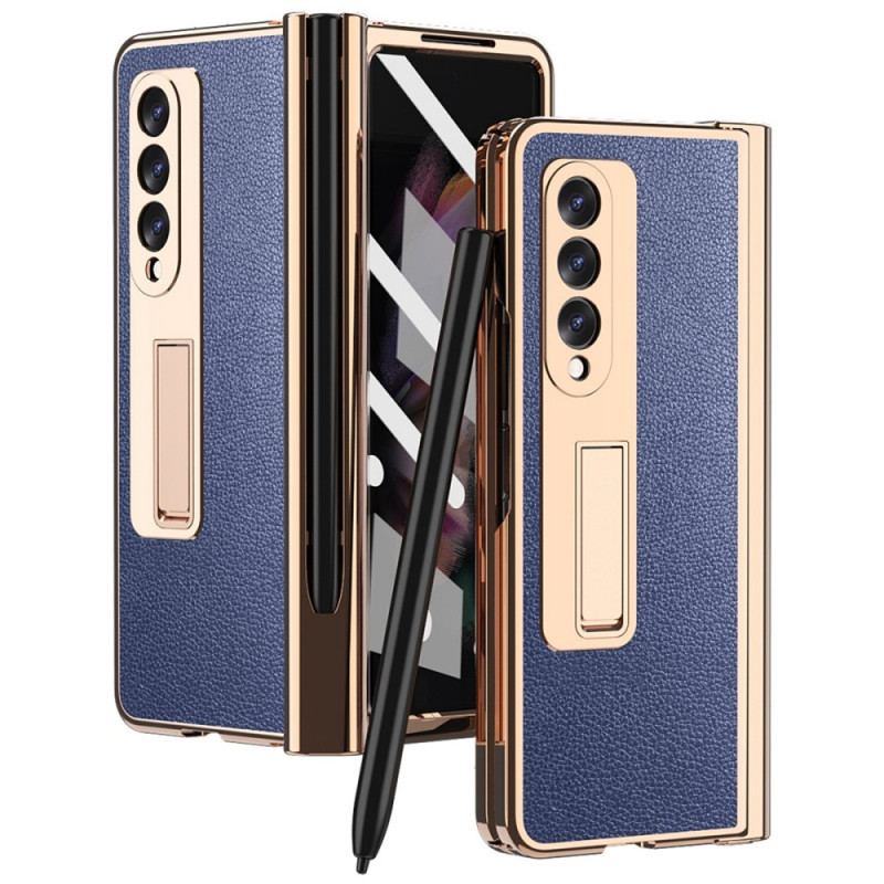 Capa Para Samsung Galaxy Z Fold 3 5G Couro Lichia Multifuncional