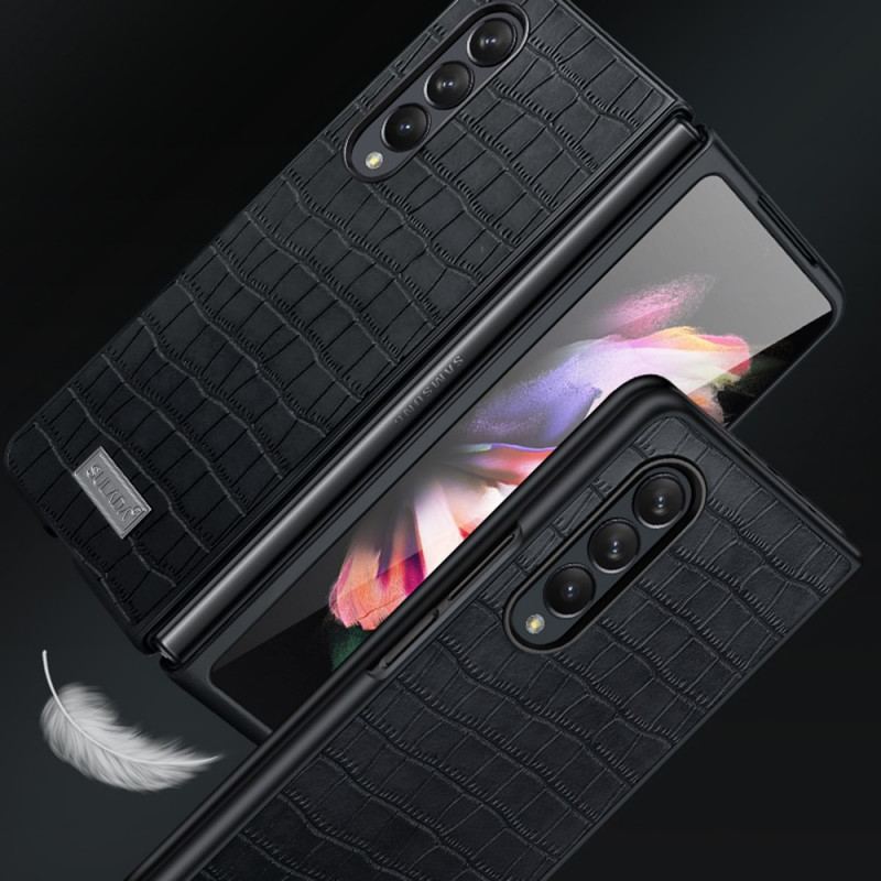 Capa Para Samsung Galaxy Z Fold 3 5G Estilo Crocodilo Couro Sulada