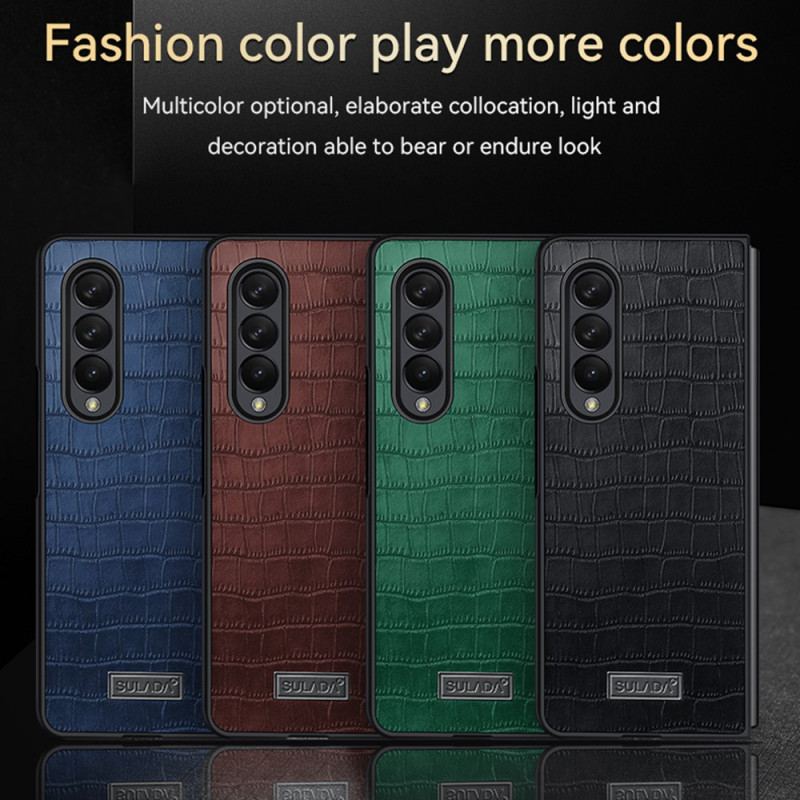 Capa Para Samsung Galaxy Z Fold 3 5G Estilo Crocodilo Couro Sulada