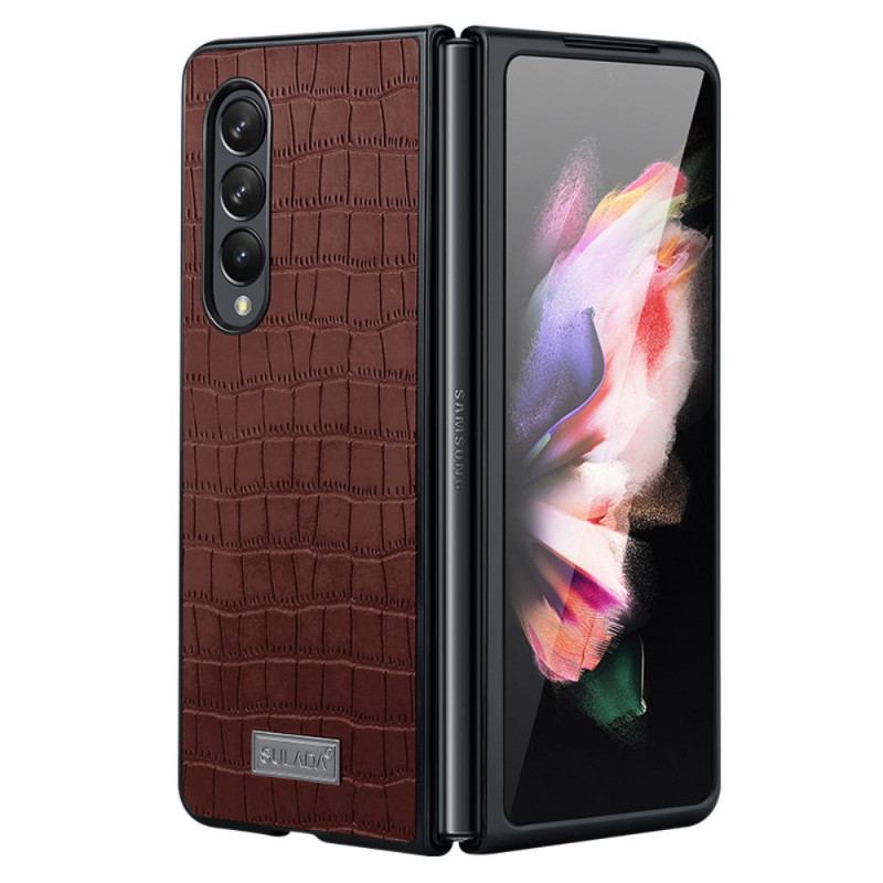 Capa Para Samsung Galaxy Z Fold 3 5G Estilo Crocodilo Couro Sulada