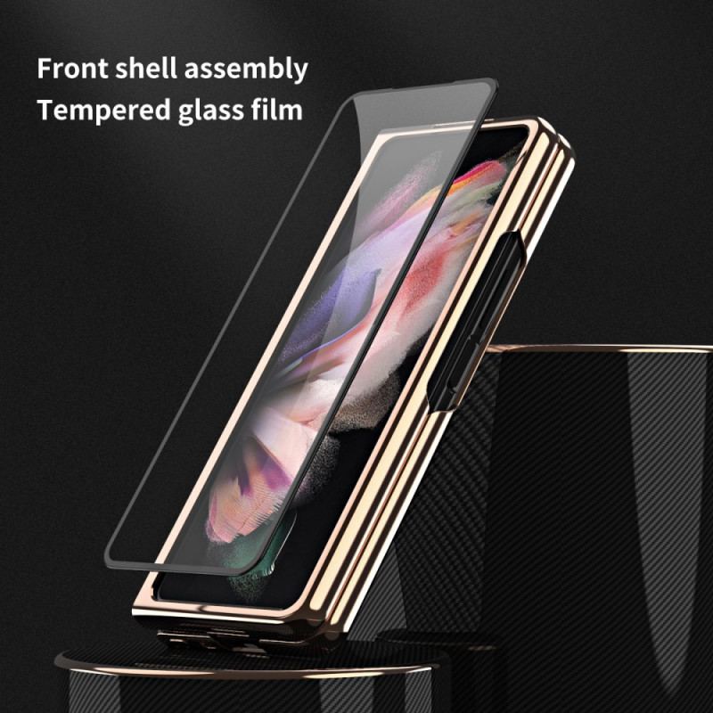 Capa Para Samsung Galaxy Z Fold 3 5G Fibra De Carbono Com Protetor De Tela