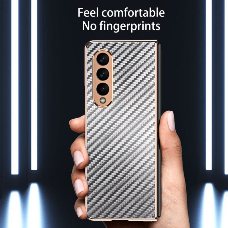 Capa Para Samsung Galaxy Z Fold 3 5G Fibra De Carbono Com Protetor De Tela