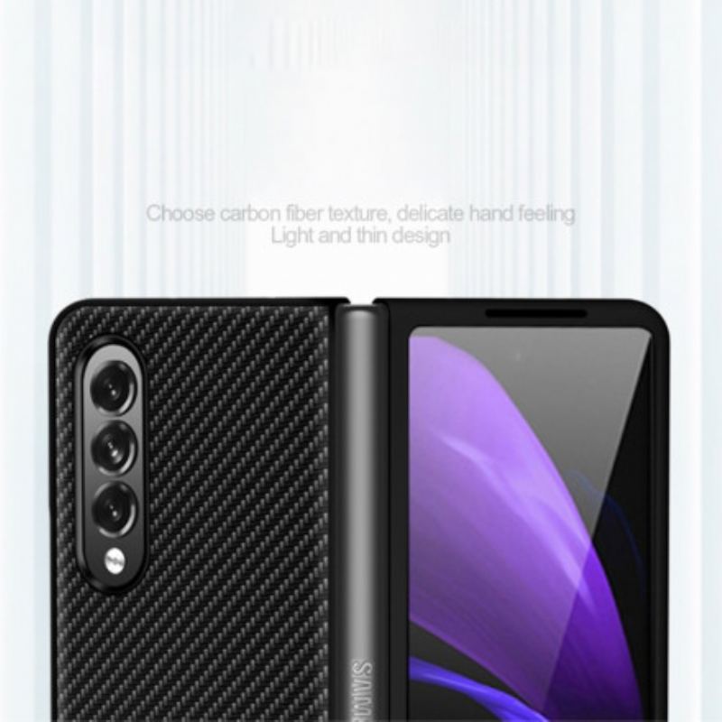 Capa Para Samsung Galaxy Z Fold 3 5G Fibra De Carbono Fina