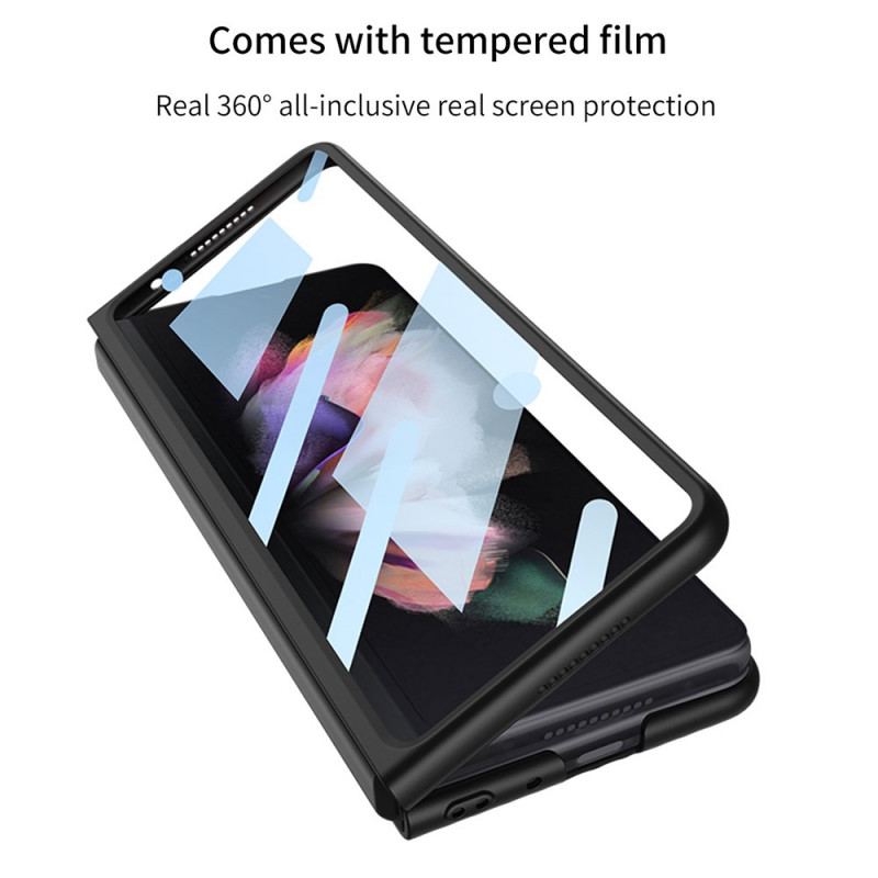 Capa Para Samsung Galaxy Z Fold 3 5G Fundo Texturizado E Protetor De Tela Gkk