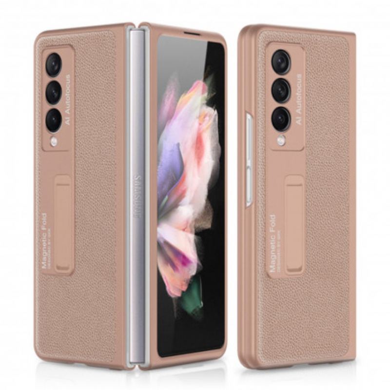 Capa Para Samsung Galaxy Z Fold 3 5G Gkk Support Litchi Leather