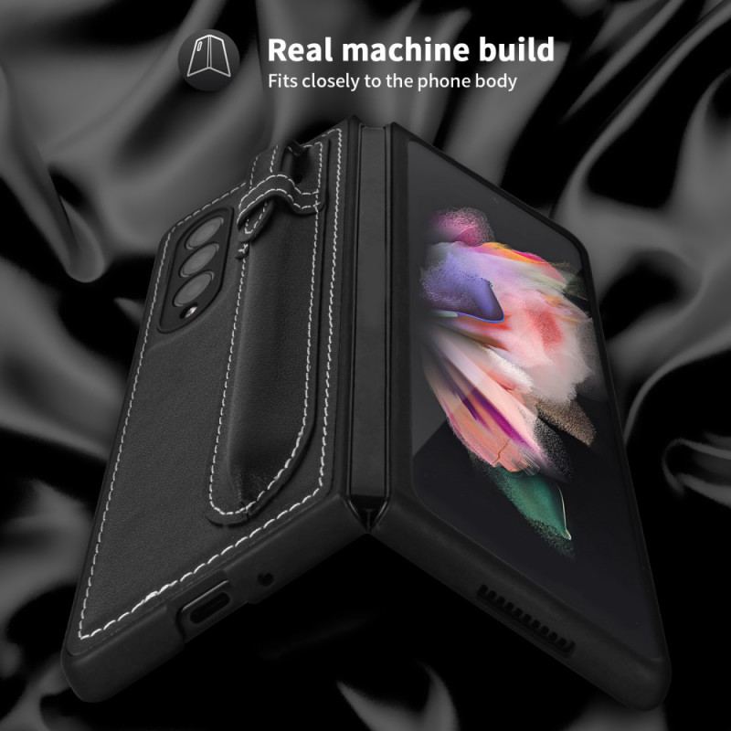 Capa Para Samsung Galaxy Z Fold 3 5G Porta-canetas De Couro Genuíno