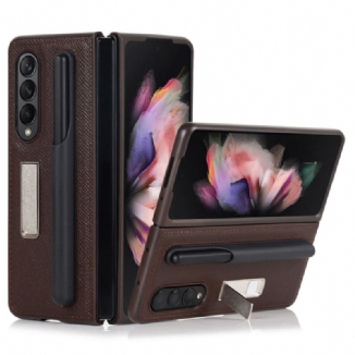 Capa Para Samsung Galaxy Z Fold 3 5G Suporte De Couro Genuíno E Suporte Para Caneta