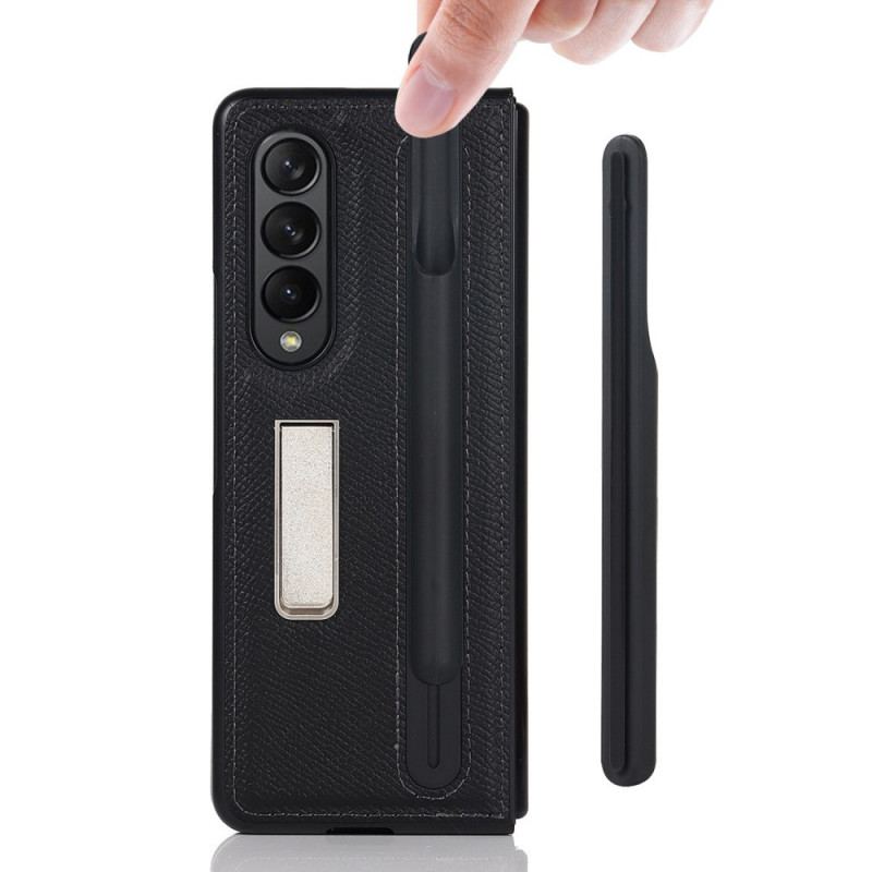 Capa Para Samsung Galaxy Z Fold 3 5G Suporte De Couro Genuíno E Suporte Para Caneta