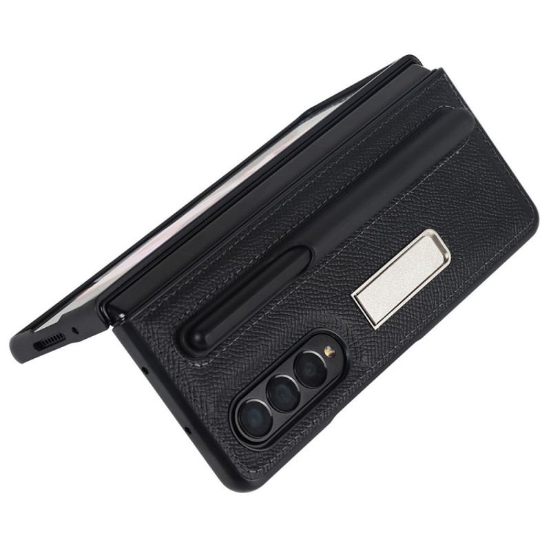 Capa Para Samsung Galaxy Z Fold 3 5G Suporte De Couro Genuíno E Suporte Para Caneta