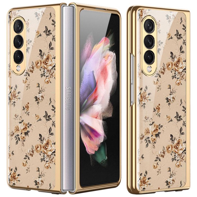 Capa Para Samsung Galaxy Z Fold 3 5G Vidro Temperado Floral