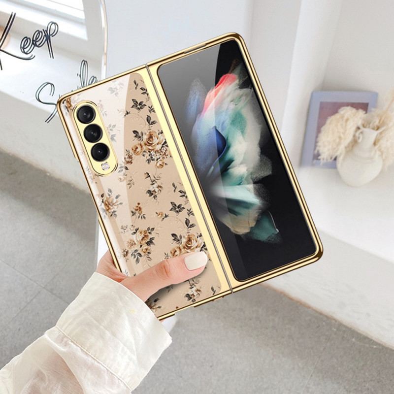 Capa Para Samsung Galaxy Z Fold 3 5G Vidro Temperado Floral