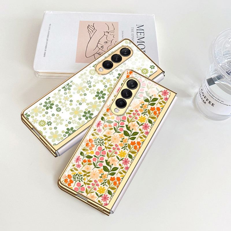 Capa Para Samsung Galaxy Z Fold 3 5G Vidro Temperado Floral