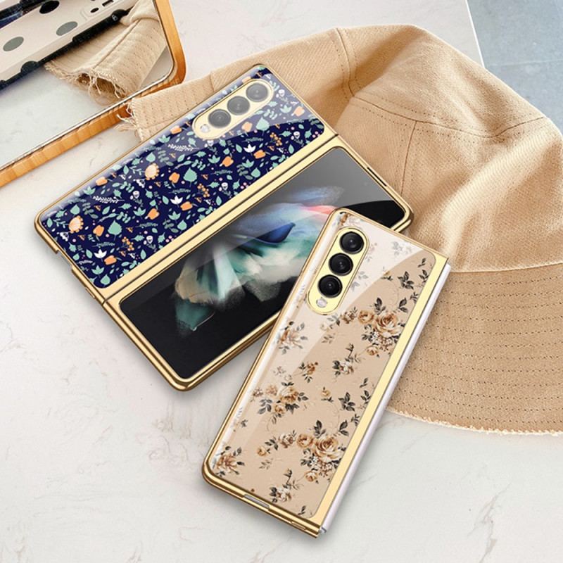 Capa Para Samsung Galaxy Z Fold 3 5G Vidro Temperado Floral