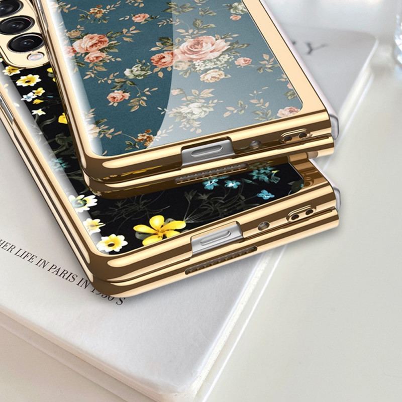 Capa Para Samsung Galaxy Z Fold 3 5G Vidro Temperado Floral