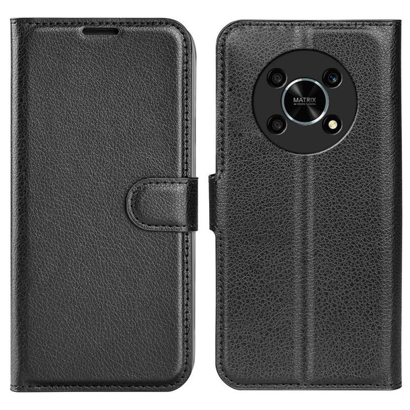 Capa Folio Para Honor Magic 4 Lite 5G Estilo Clássico De Couro