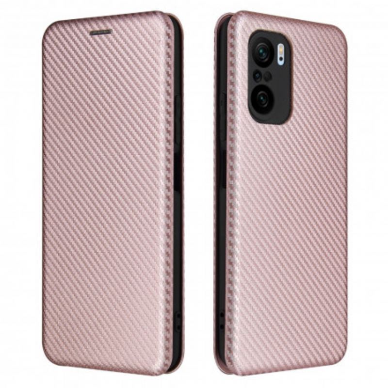 Capa De Celular Para Xiaomi Mi 11i 5G Flip Fibra De Carbono Com Anel De Suporte