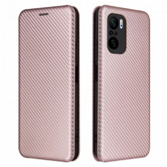 Capa De Celular Para Xiaomi Mi 11i 5G Flip Fibra De Carbono Com Anel De Suporte