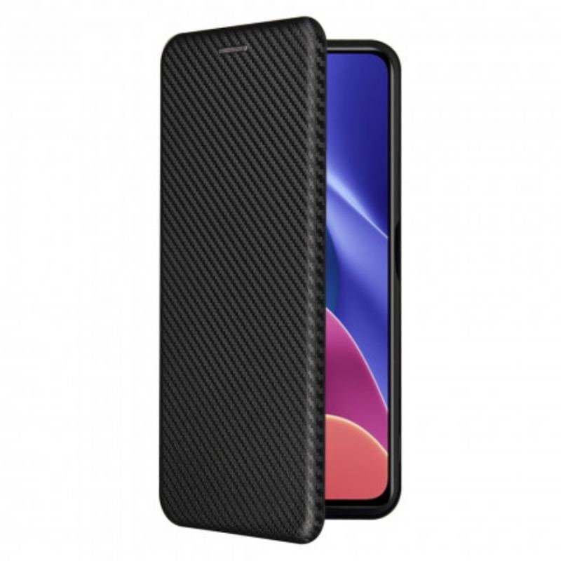 Capa De Celular Para Xiaomi Mi 11i 5G Flip Fibra De Carbono Com Anel De Suporte