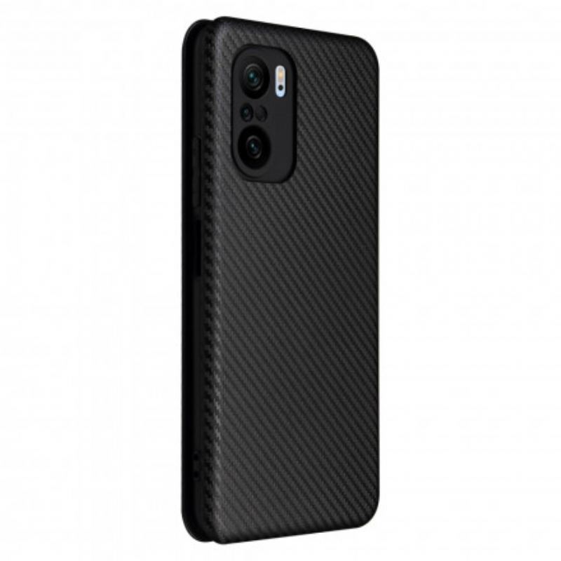 Capa De Celular Para Xiaomi Mi 11i 5G Flip Fibra De Carbono Com Anel De Suporte