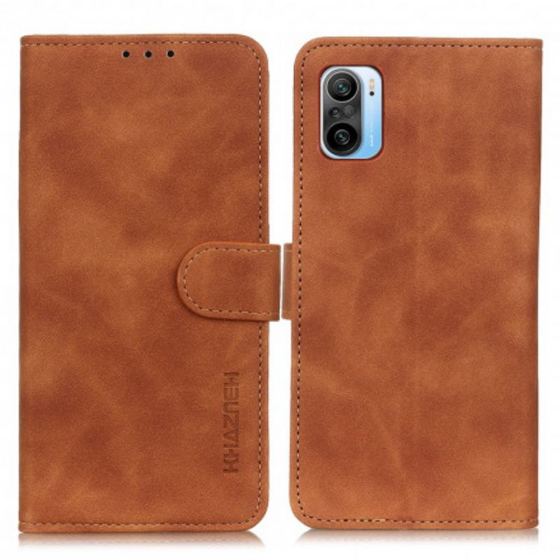 Capa Em Pele Para Xiaomi Mi 11i 5G Efeito Couro Vintage Khazneh