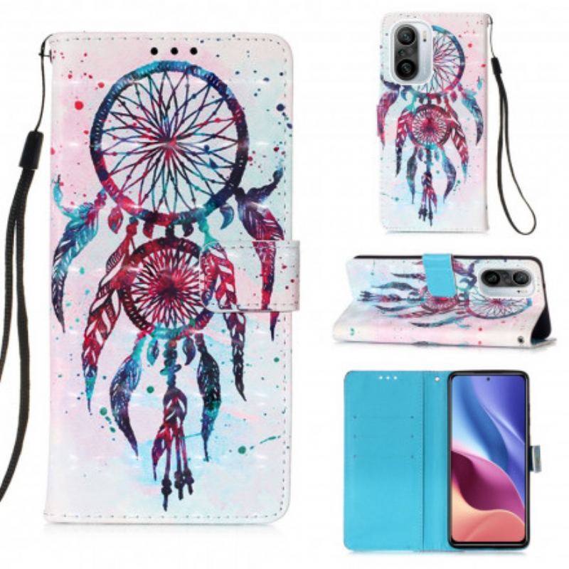 Capa Flip Para Xiaomi Mi 11i 5G Apanhador De Sonhos Aquarela