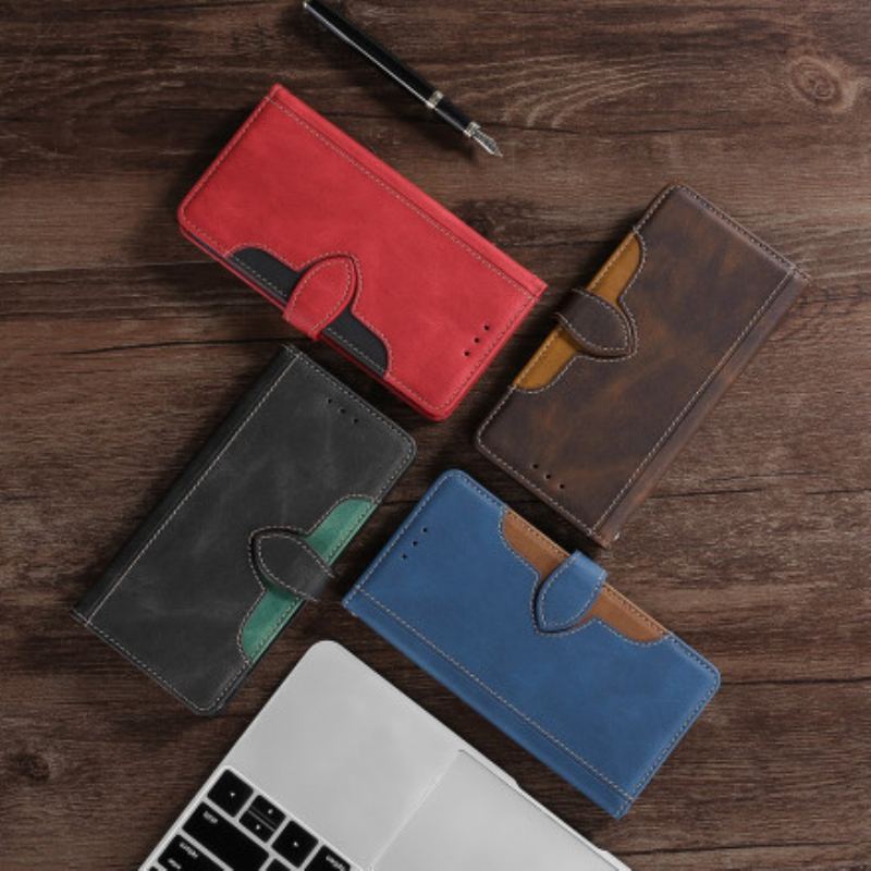 Capa Flip Para Xiaomi Mi 11i 5G Couro Sintético Bicolor Estiloso