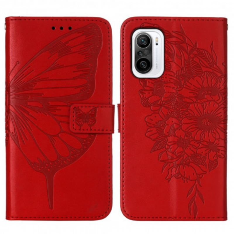 Capa Flip Para Xiaomi Mi 11i 5G Design De Borboleta Com Cordão