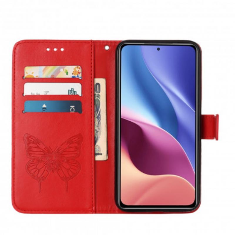 Capa Flip Para Xiaomi Mi 11i 5G Design De Borboleta Com Cordão